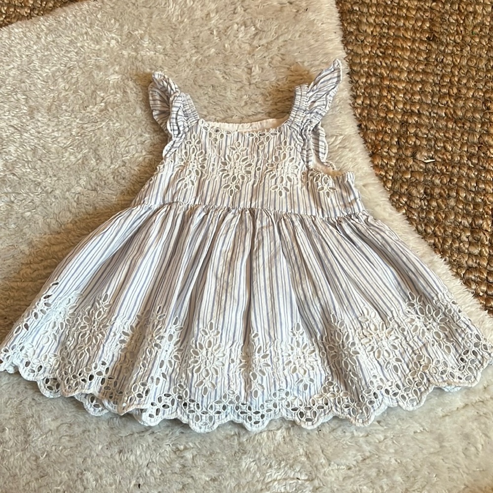 🤍 baby gap striped eyelet dress